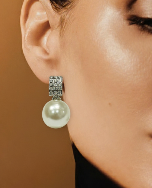 Pearl & Diamond Stud Earrings - Image 5