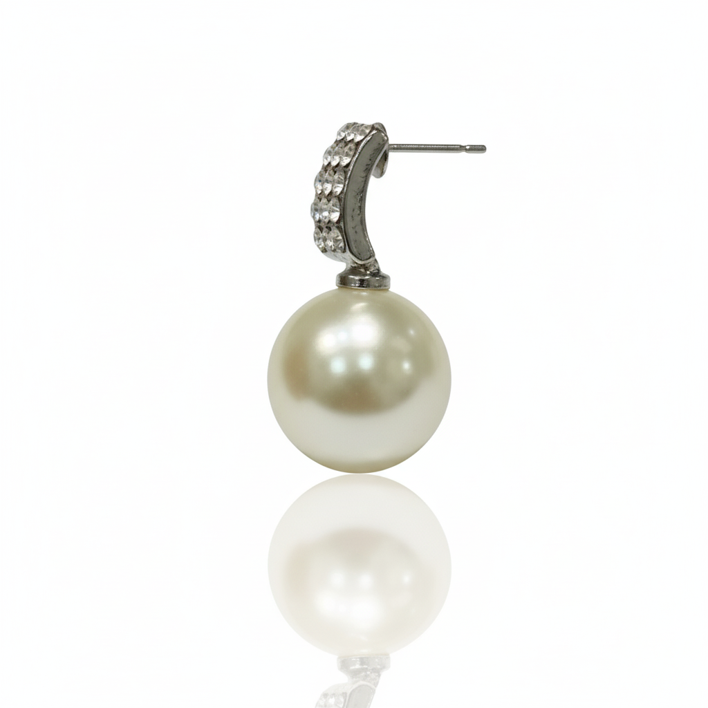 Pearl & Diamond Stud Earrings - Image 3