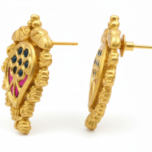 Peacock Paisley Silver Studs