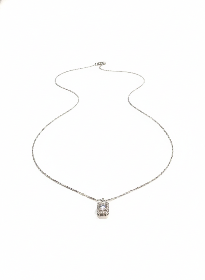 Silver Halo Pendant Necklace - Image 2