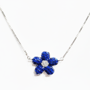 Blue Floral Pendant Necklace
