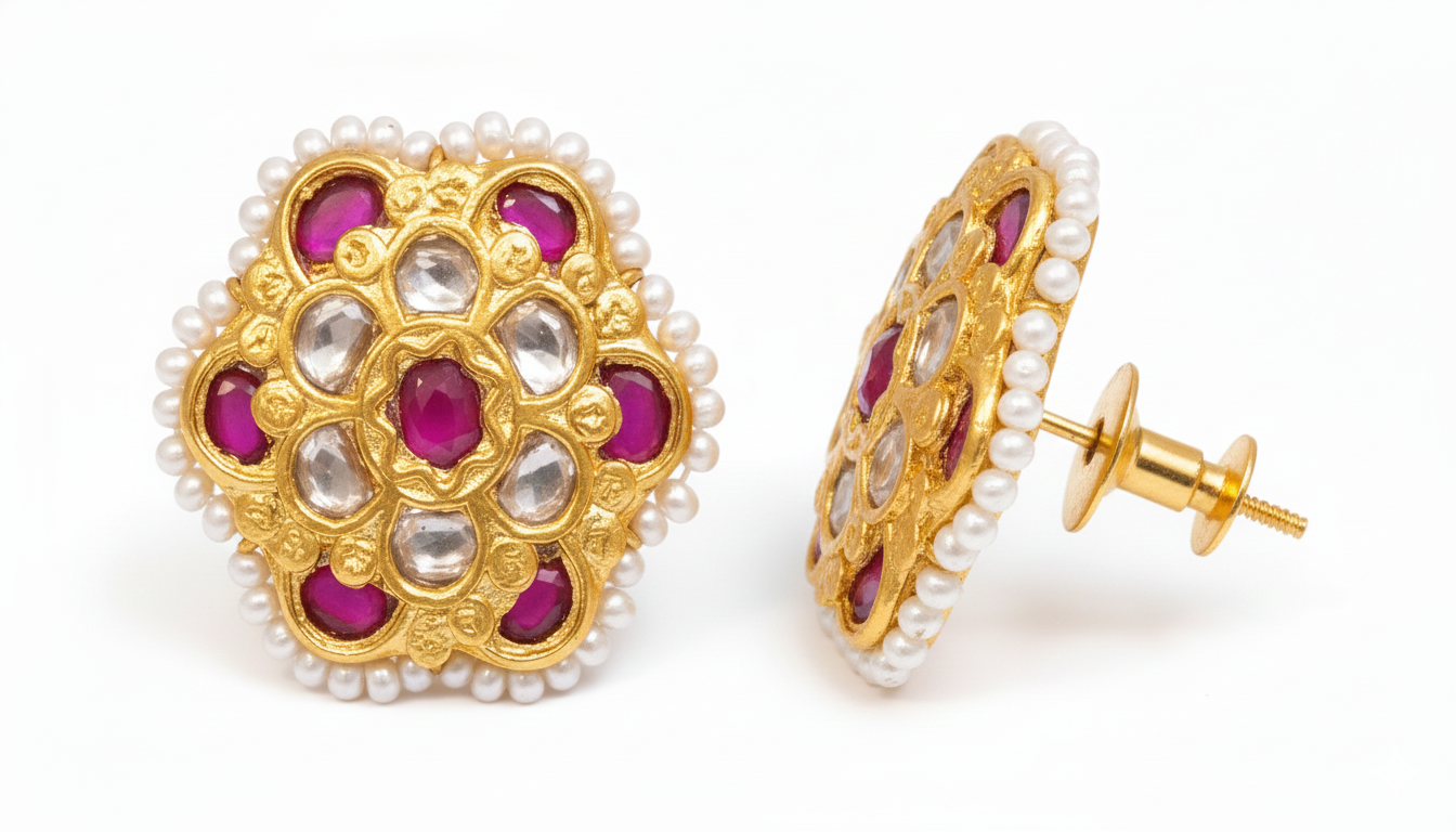 Ruby Pushp Polki Studs - Image 3