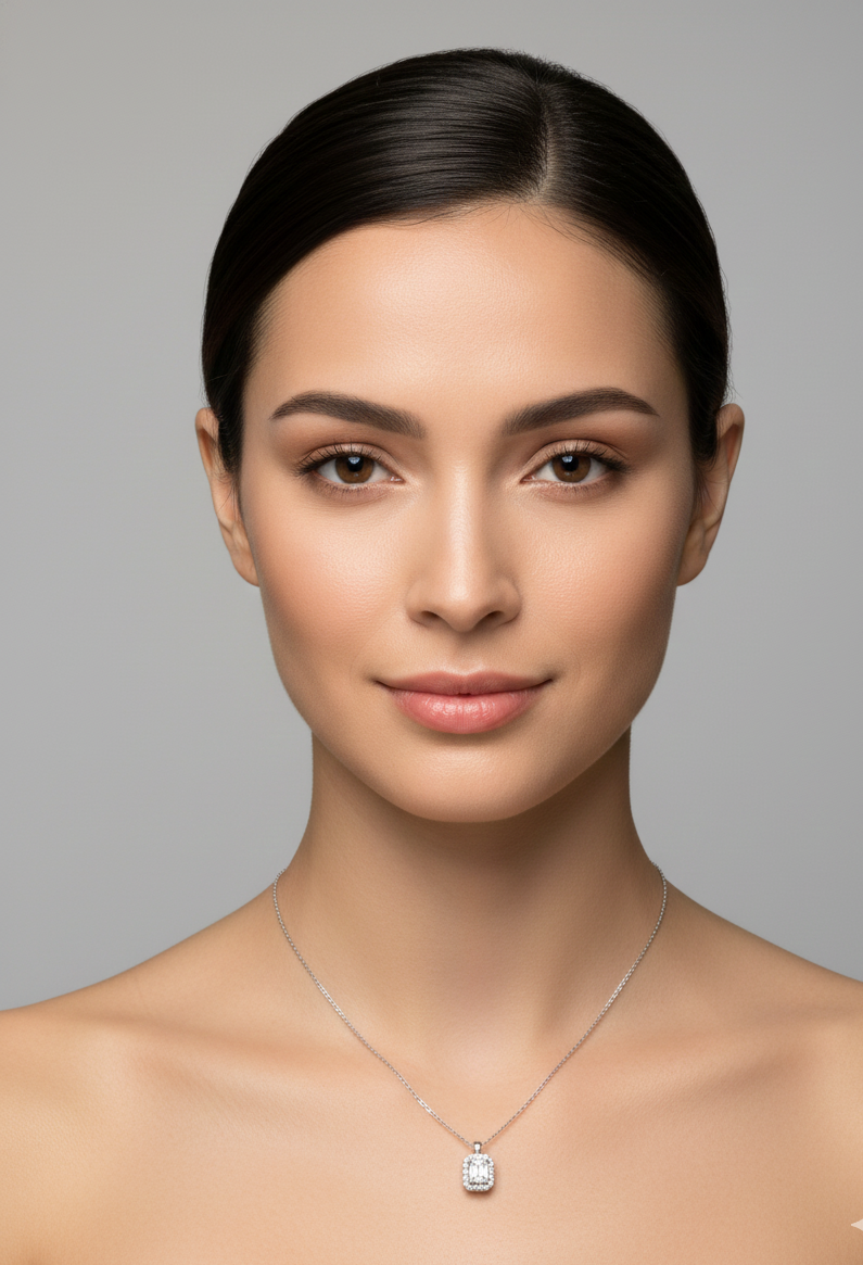 Silver Halo Pendant Necklace - Image 3