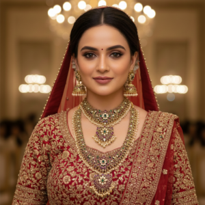 Zehra Emerald Polki Layered Necklace Set