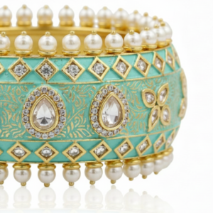 Mint Kundan Pearl Bangle