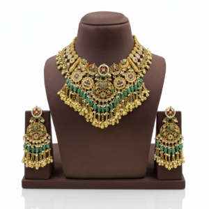 Vasundhara Emerald Temple Choker Set