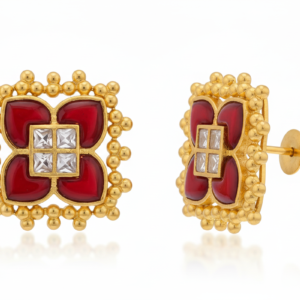 Raktima Square Bloom Silver Studs