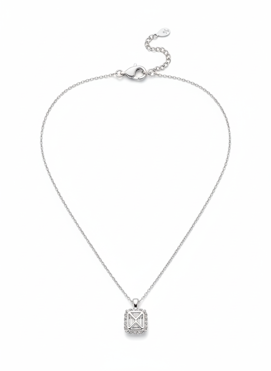 Silver Halo Pendant Necklace - Image 4