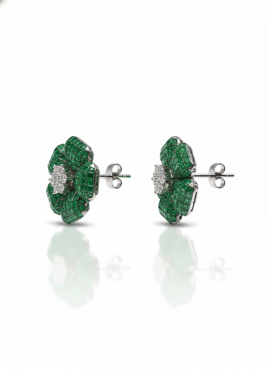 Stud Earrings with Diamond Accent - Image 3