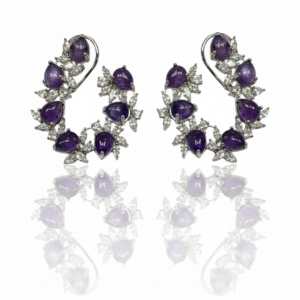 Amethyst Vine Crystal Hoops