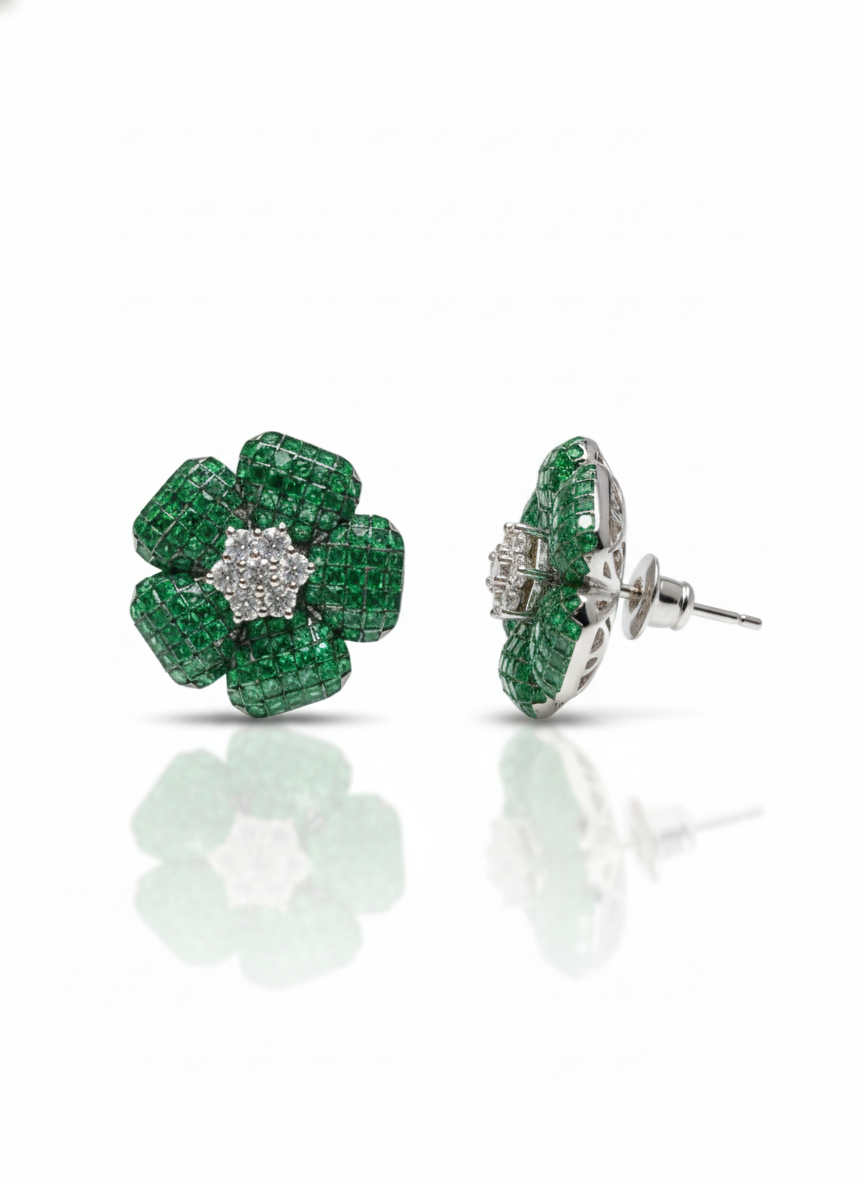 Stud Earrings with Diamond Accent - Image 2