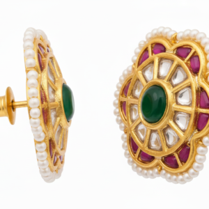 Emerald Chakra Polki Studs