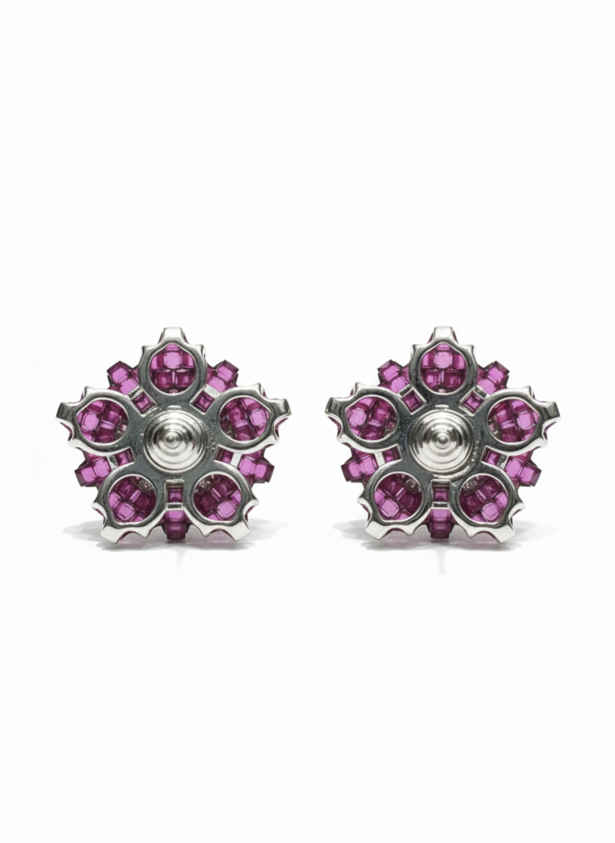Ruby Bloom Crystal Cluster Earrings - Image 5