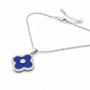 Blue Clover Pendant Necklace