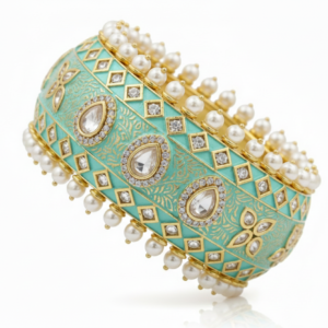 Mint Kundan Pearl Bangle