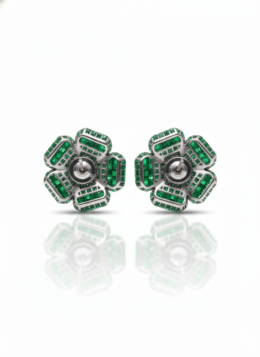 Stud Earrings with Diamond Accent - Image 4