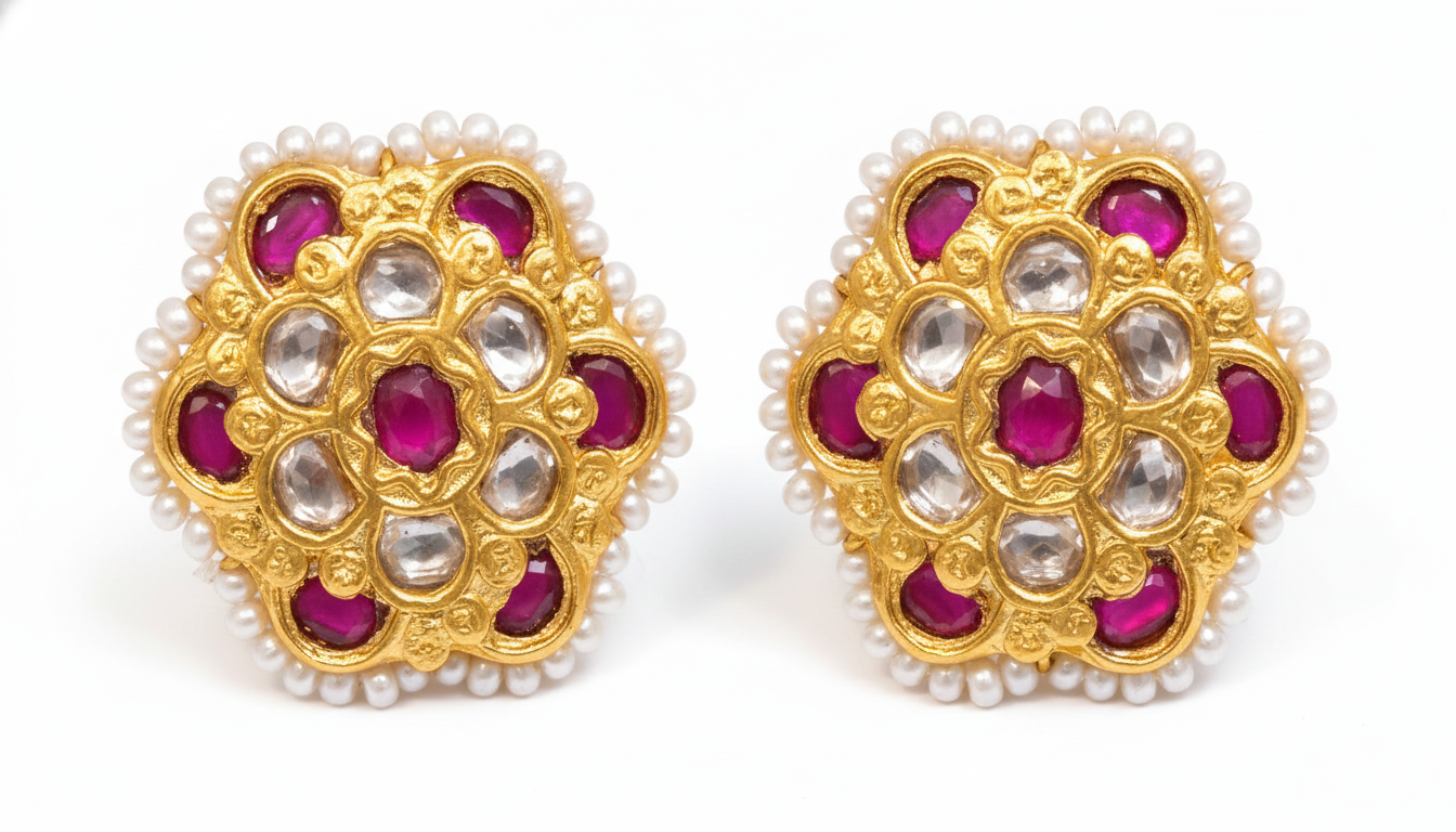 Ruby Pushp Polki Studs - Image 2