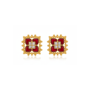 Raktima Square Bloom Silver Studs