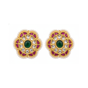 Emerald Chakra Polki Studs