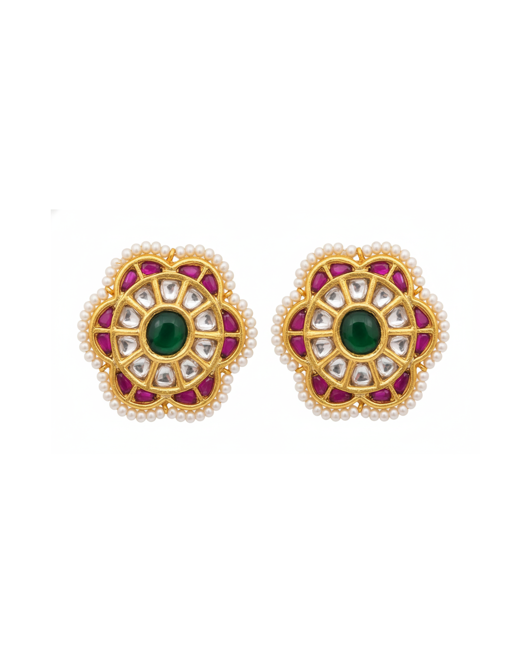 Emerald Chakra Polki Studs