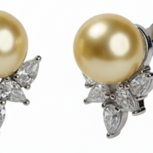 Golden Pearl Bloom Stud Earrings