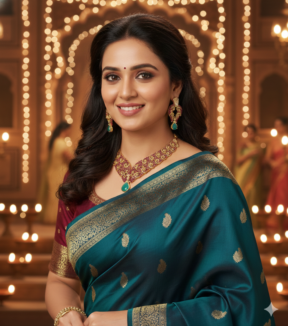 Rangrez Emerald Ruby Collar Necklace Set - Image 2