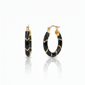 Midnight Chevron Enamel Hoop Earrings