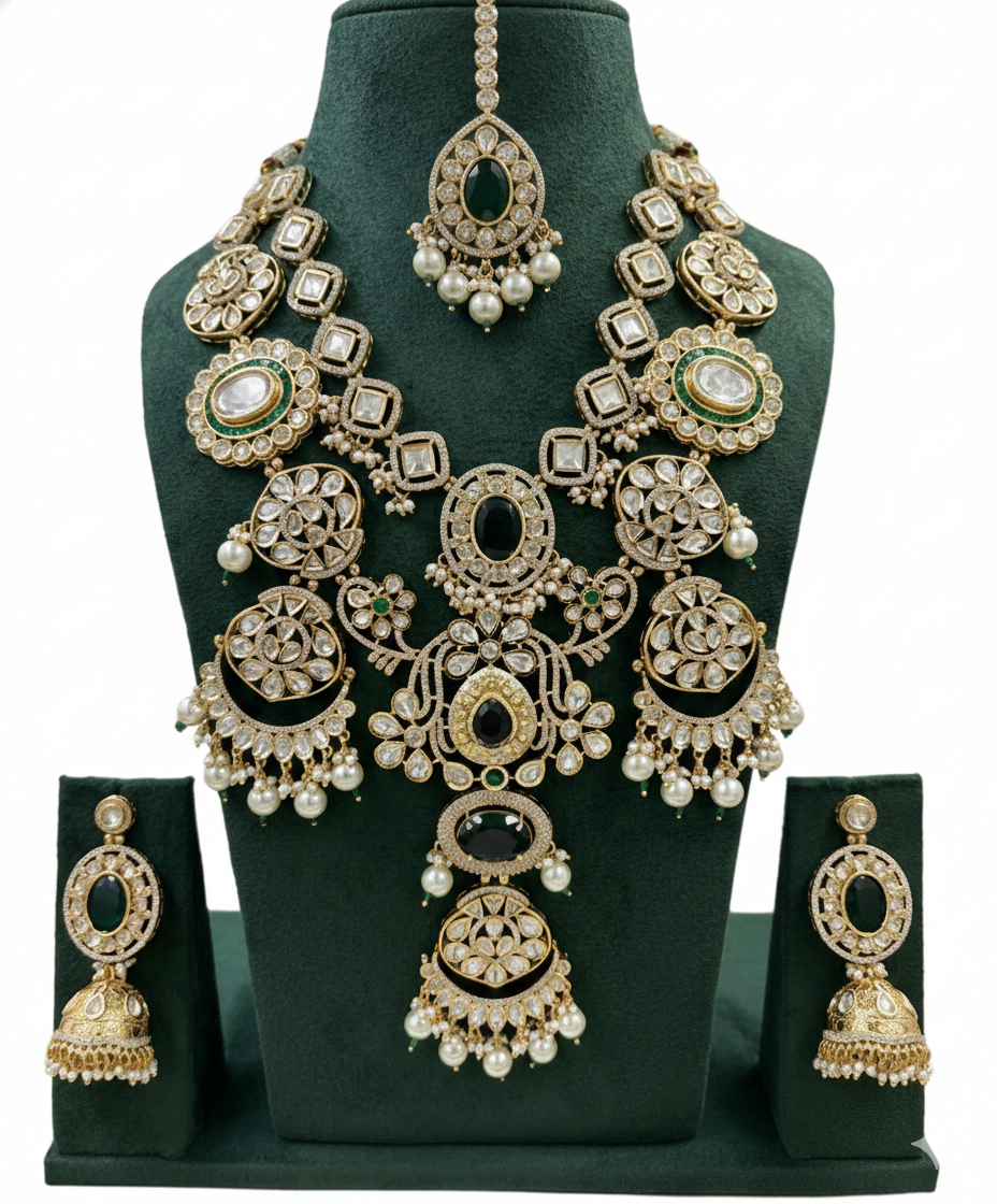 Noor-e-Sultan Emerald Polki Bridal Set