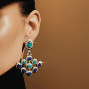 Diamond Statement Drop Earrings Aquamarine