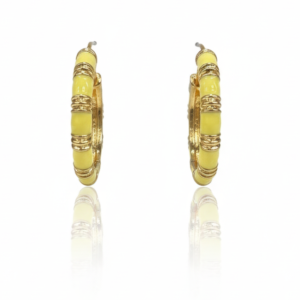 Lemon Enamel Gold Hoop Earrings