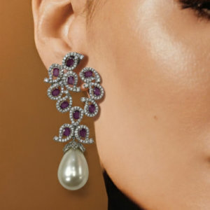 Diamond Pearl Drop Earrings