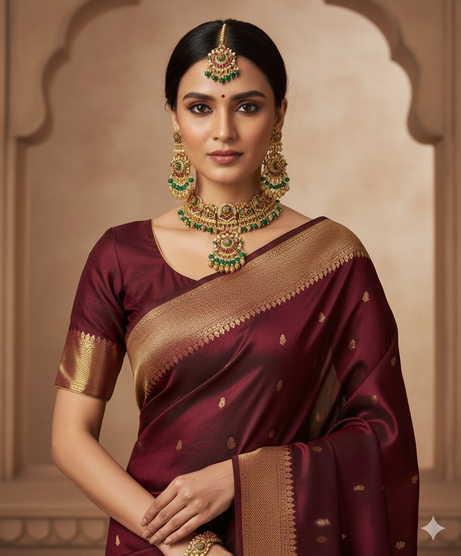 Royal Temple Gold Choker Necklace Set - Image 2