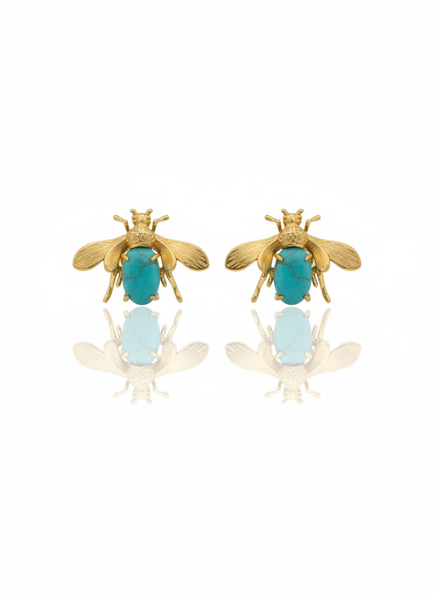 Turquoise Bee Studs