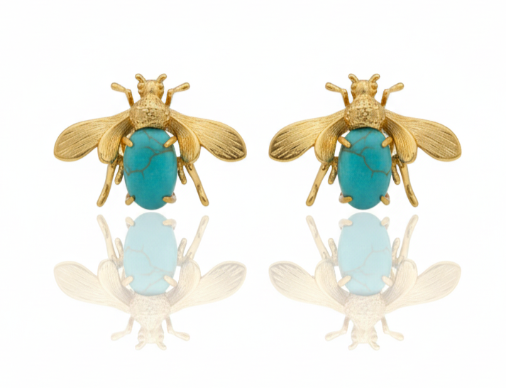Turquoise Bee Studs - Image 3