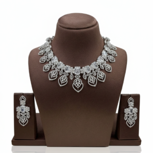 Celestia Crystal Leaf Necklace & Earring Set