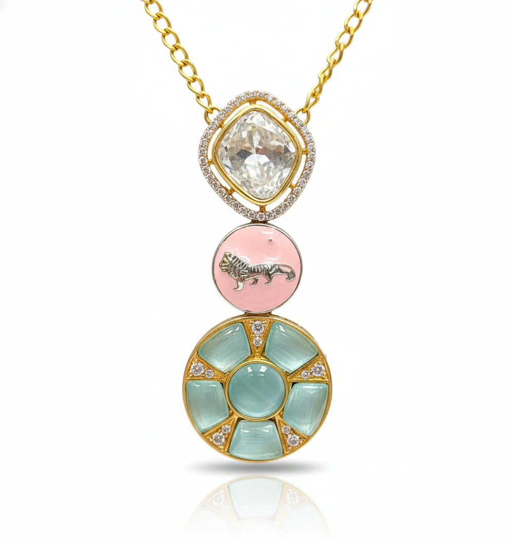 Regal Charm Multi-Pendant Gold Necklace - Image 4