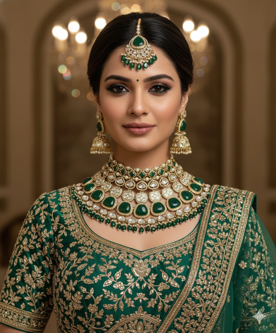 Emerald Riyasat Polki Choker Set - Image 2