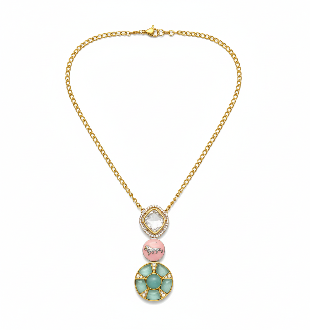 Regal Charm Multi-Pendant Gold Necklace - Image 3