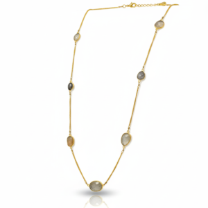 Aurora Oval Station Gold Necklace