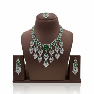 Zeenat Emerald Blossom Necklace, Earring & Ring Set