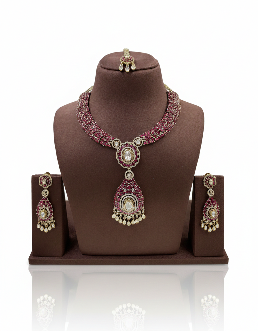 Ruhani Ruby Polki Necklace Set