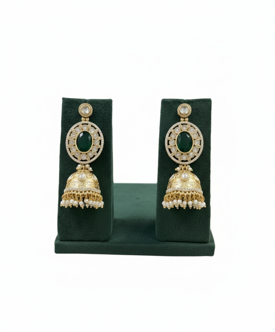 Noor-e-Sultan Emerald Polki Bridal Set - Image 3