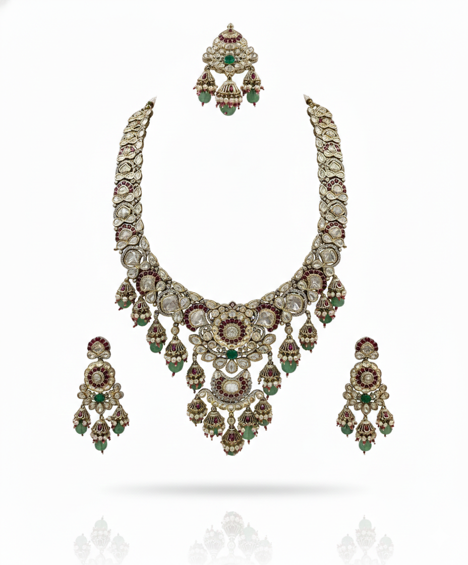 Noor-e-Zevar Polki Bridal Necklace Set - Image 4