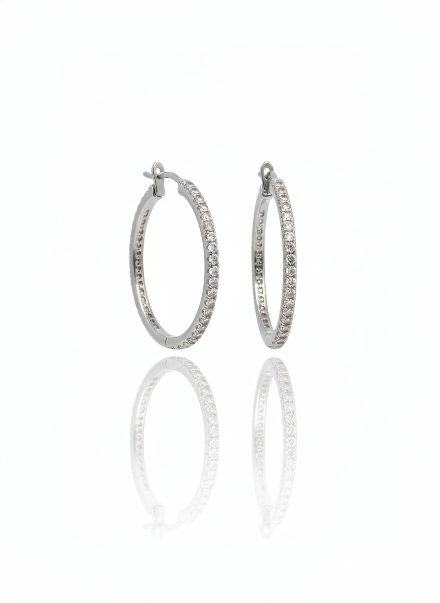 Classic Silver Hoop Earrings - Image 2