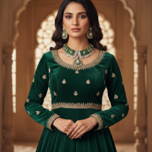 Emerald Green Stone Bridal Choker Necklace Set