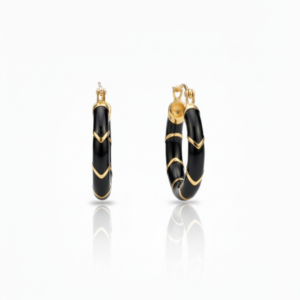 Midnight Chevron Enamel Hoop Earrings