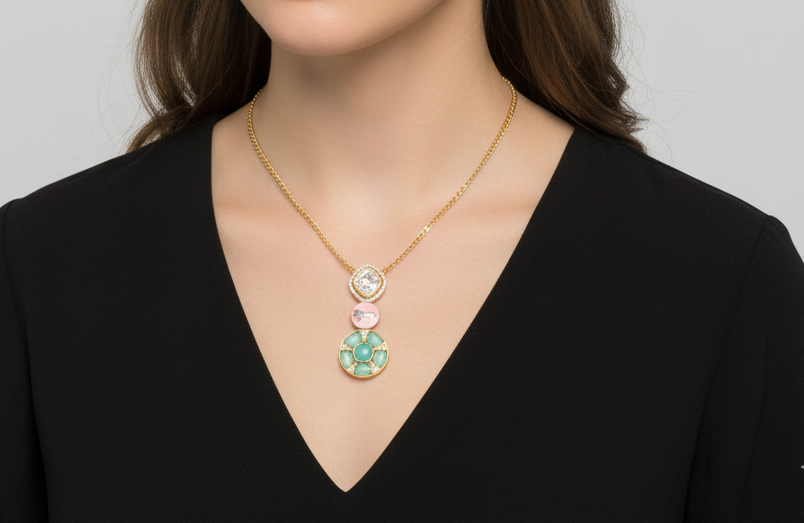 Regal Charm Multi-Pendant Gold Necklace - Image 2