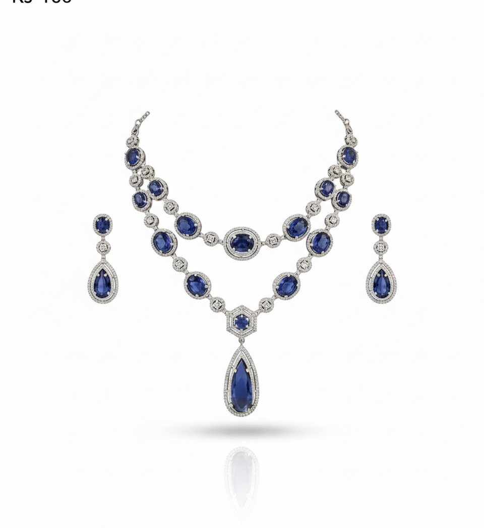 Sapphire Necklace & Earring Set - Image 5