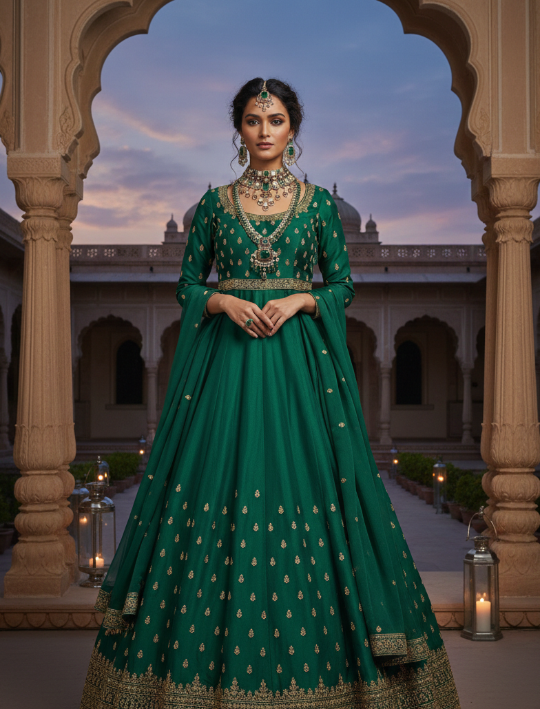 Emerald Royale Polki Bridal Necklace Set - Image 7