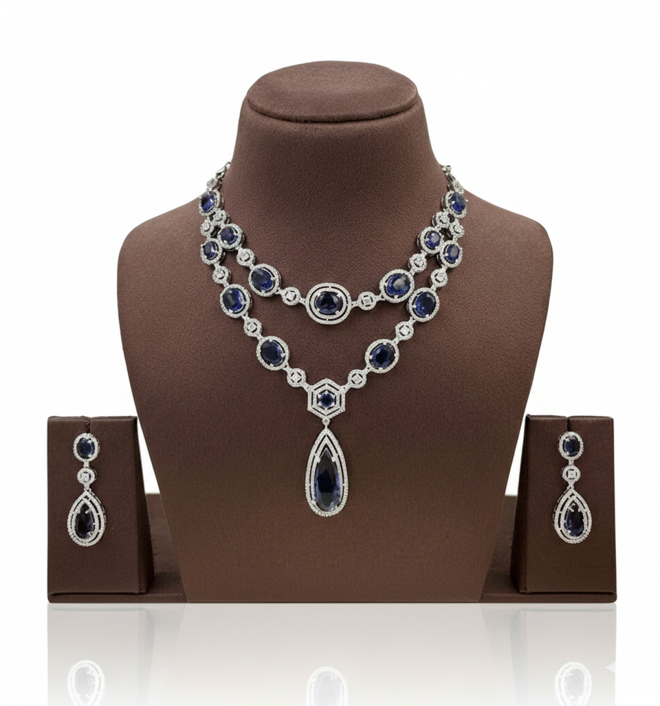 Sapphire Necklace & Earring Set - Image 4